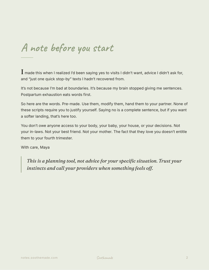 Page 2 of Postpartum Visitor Boundary Scripts: For the Doorbell