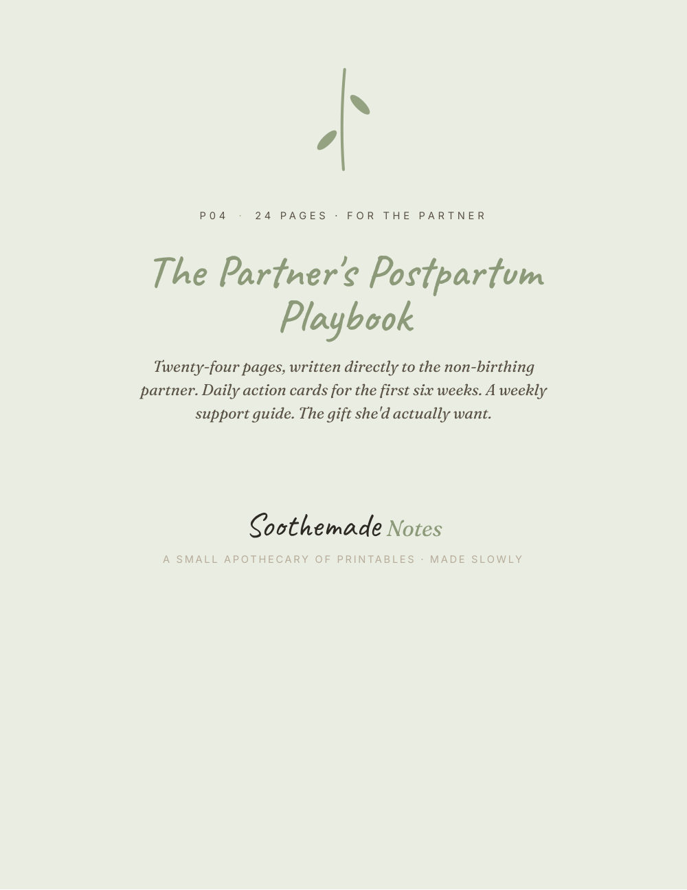 Cover page of The Partner's Postpartum Playbook: How to Help in the First Weeks