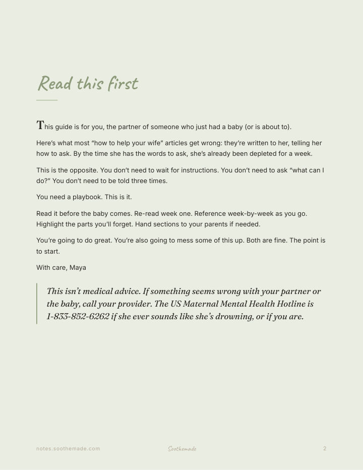 Page 2 of The Partner's Postpartum Playbook: How to Help in the First Weeks