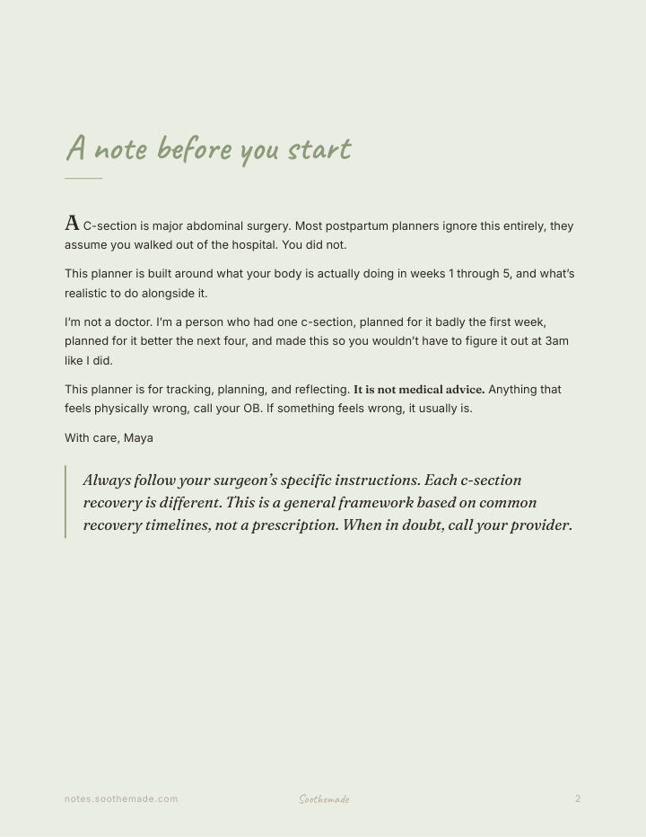 Page 2 of C-Section Recovery Planner: Week by Week, Printable Postpartum Surgery Tracker