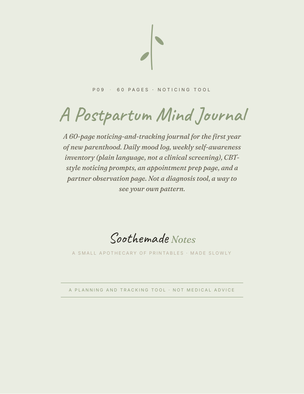 Cover page of Postpartum Depression and Anxiety Journal: A Mood Tracker for the First Year
