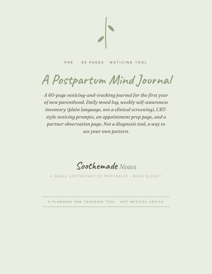 Page 1 of Postpartum Depression and Anxiety Journal: A Mood Tracker for the First Year