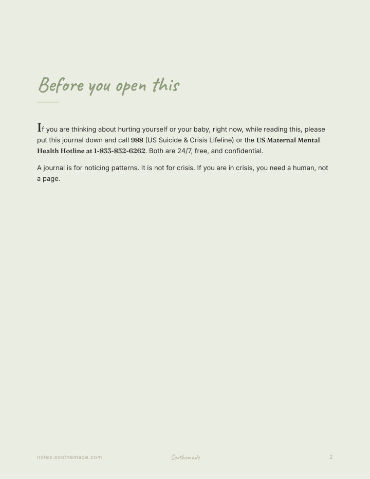 Page 2 of Postpartum Depression and Anxiety Journal: A Mood Tracker for the First Year