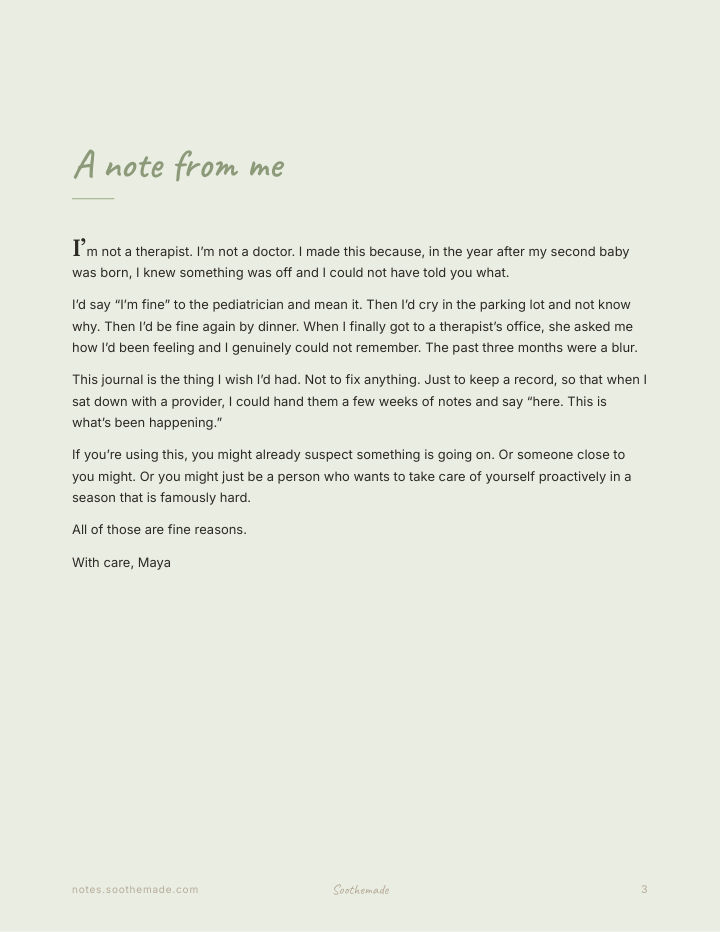 Page 3 of Postpartum Depression and Anxiety Journal: A Mood Tracker for the First Year