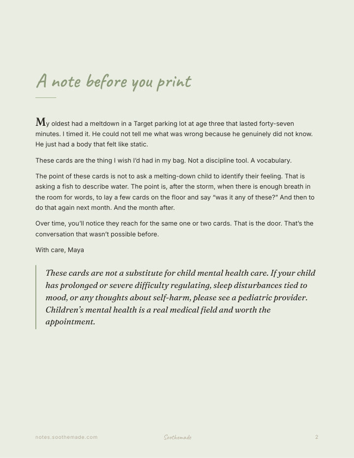 Page 2 of Toddler Emotions Flash Cards: Feelings, Calm-Down and Repair Cards for Big Feelings, Ages 2 to 5