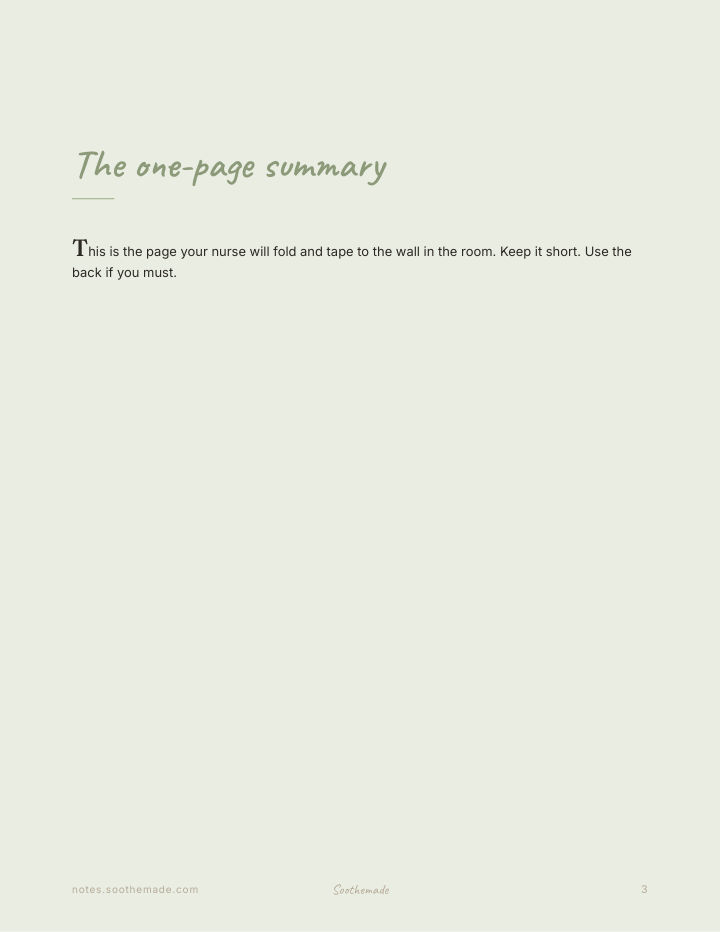 Page 3 of Birth Plan Template, Printable and Fillable PDF: The One Page the Nurse Can Actually Read