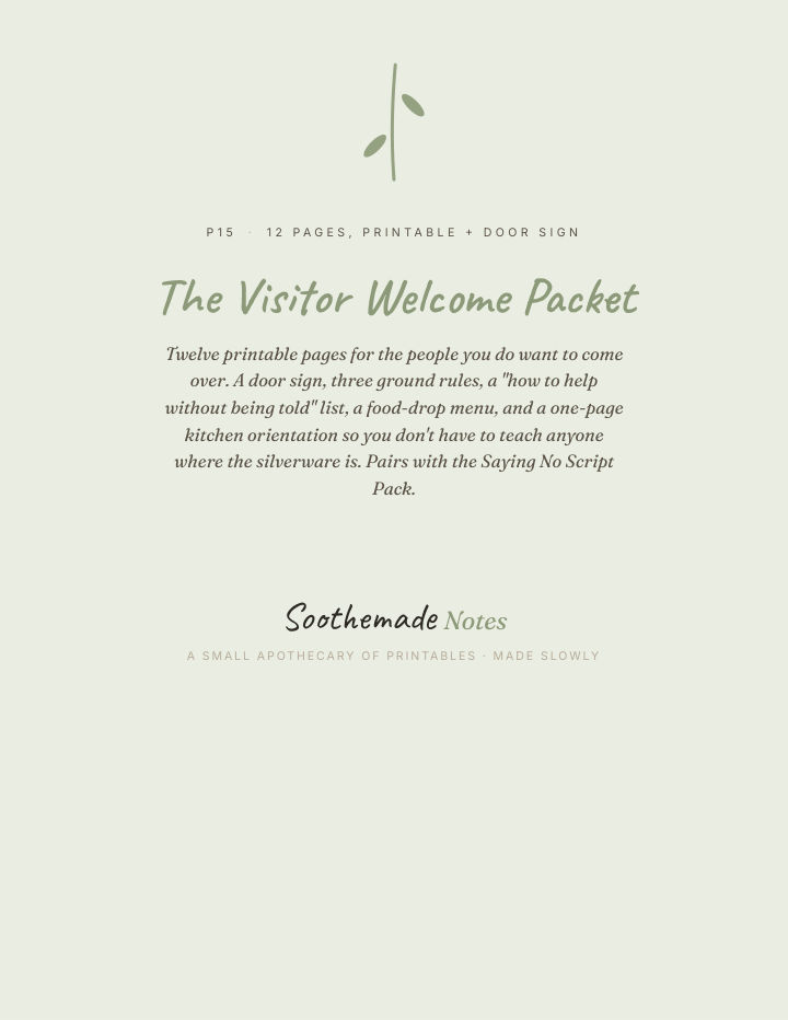 Page 1 of Newborn Visitor Rules Sign and New Baby Help Checklist: The Visitor Welcome Packet