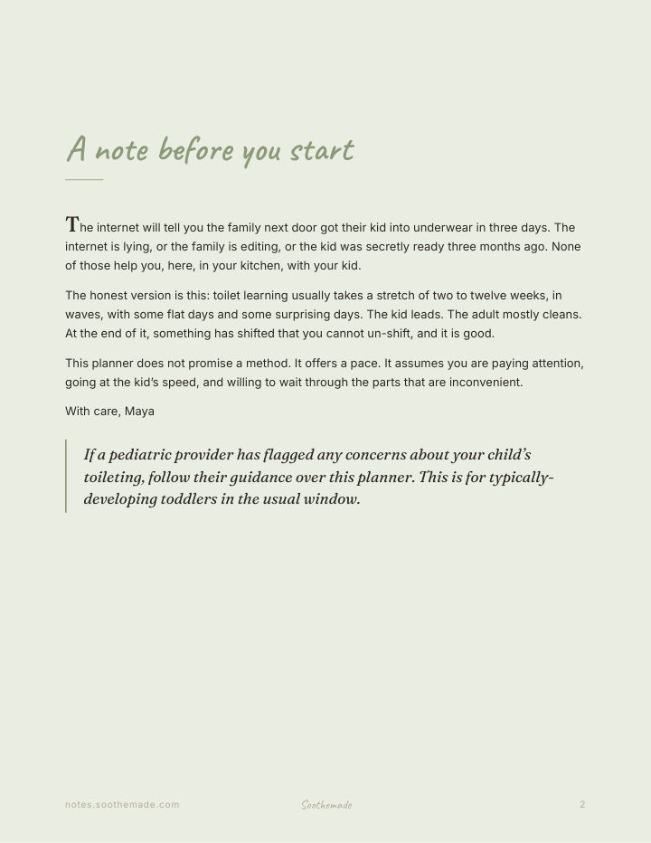 Page 2 of Potty Training Planner and Tracker: For the Long Week