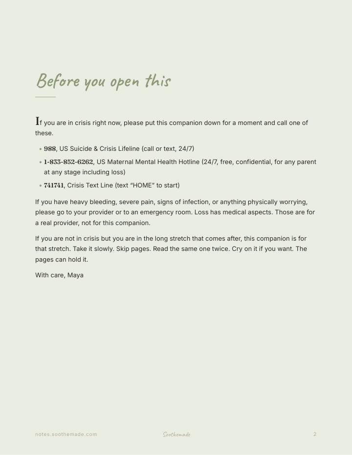 Page 2 of Miscarriage Journal and Keepsake: A Gentle Companion for Pregnancy Loss at Any Week