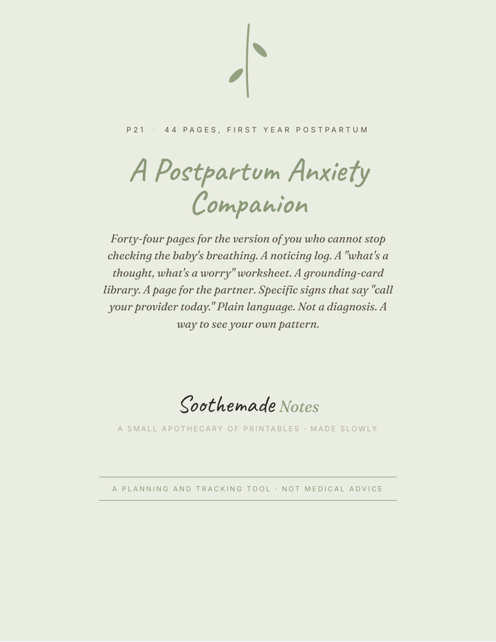 Cover page of Postpartum Anxiety Workbook: For the Racing Nights