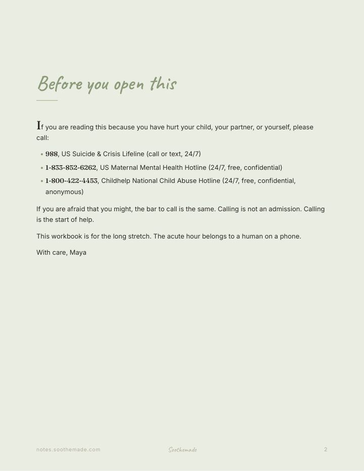 Page 2 of Postpartum Mom Rage Workbook: anger, yelling, and the repair that comes after