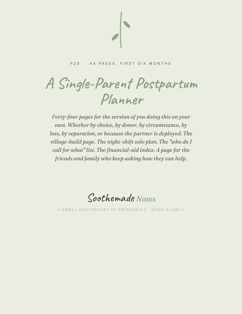 Cover page of Single Mom Postpartum Planner: For the Version of You Doing It Alone