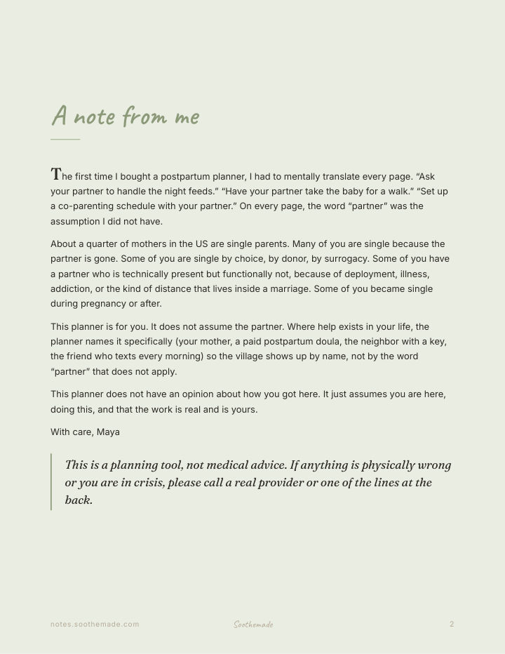 Page 2 of Single Mom Postpartum Planner: For the Version of You Doing It Alone