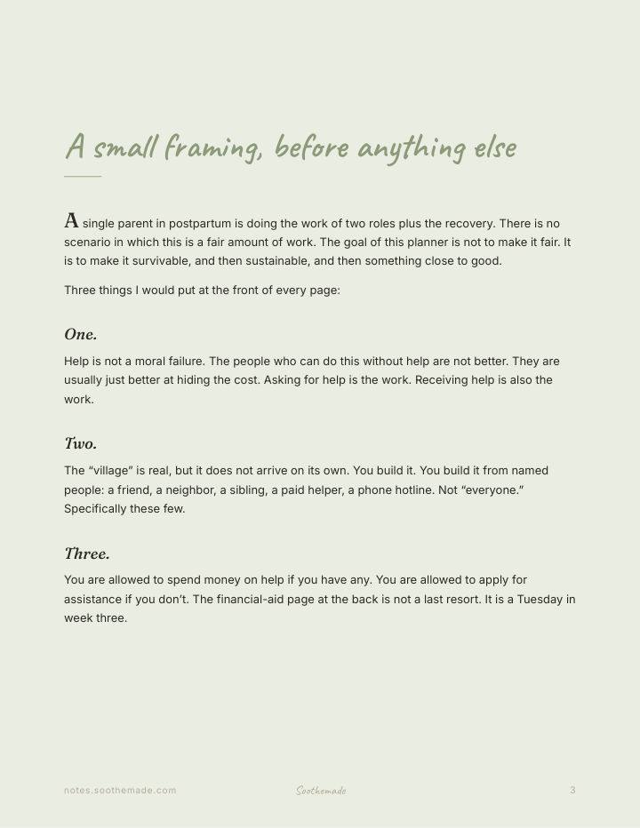 Page 3 of Single Mom Postpartum Planner: For the Version of You Doing It Alone