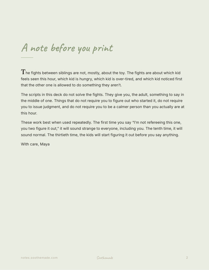 Page 2 of Sibling Fighting Scripts for Parents: 40 Calm Things to Say When Your Kids Won't Stop