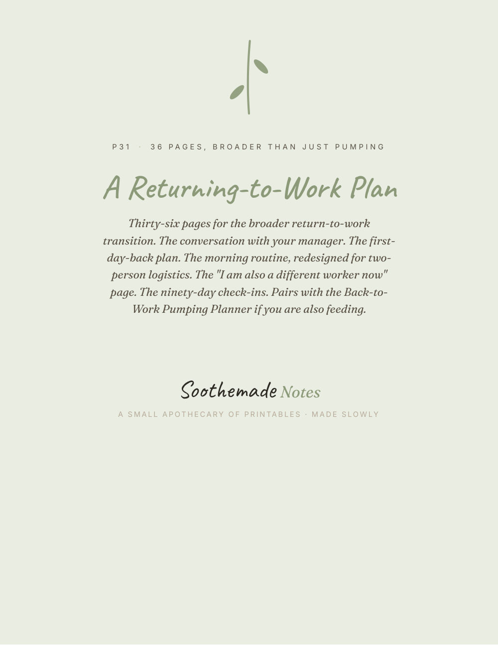 Cover page of Back to Work After Baby: a return plan for the first day and the next ninety