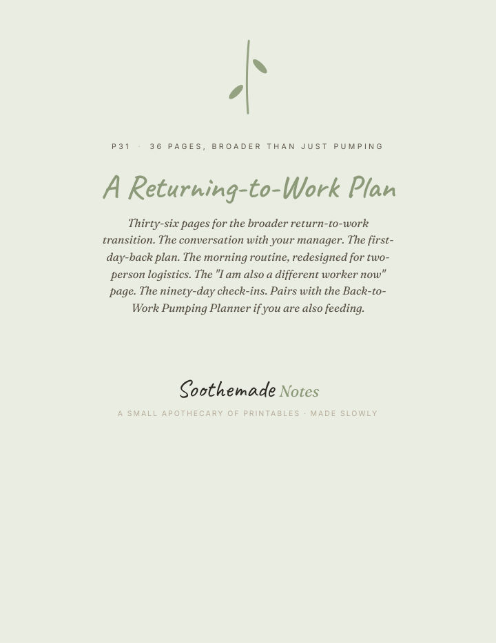 Page 1 of Back to Work After Baby: a return plan for the first day and the next ninety