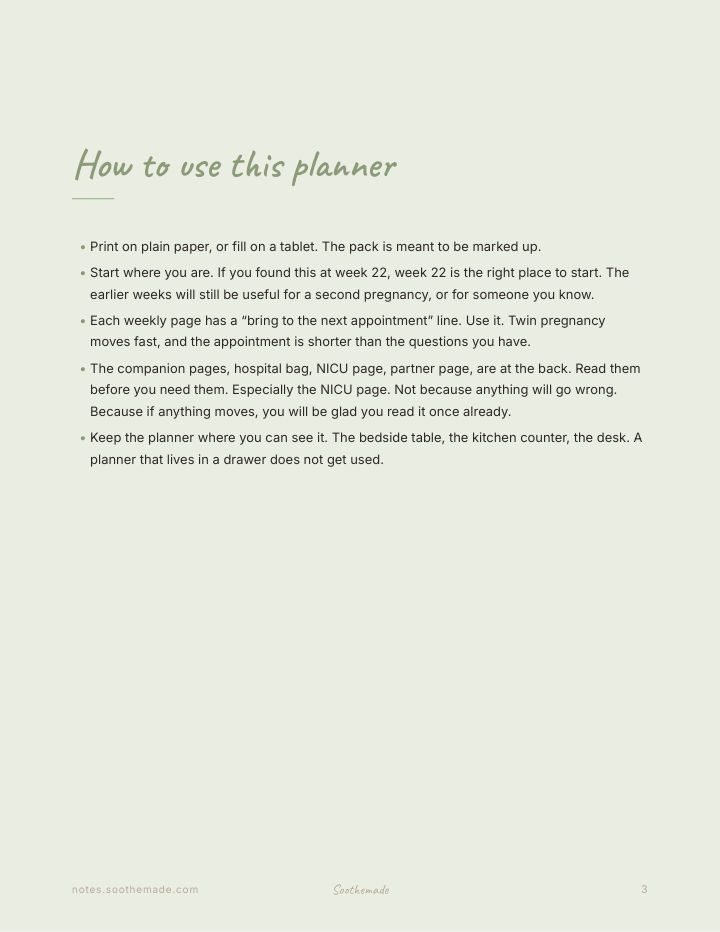 Page 3 of Twin Pregnancy Planner and Journal, Week by Week: For the pregnancy the other planners don't cover