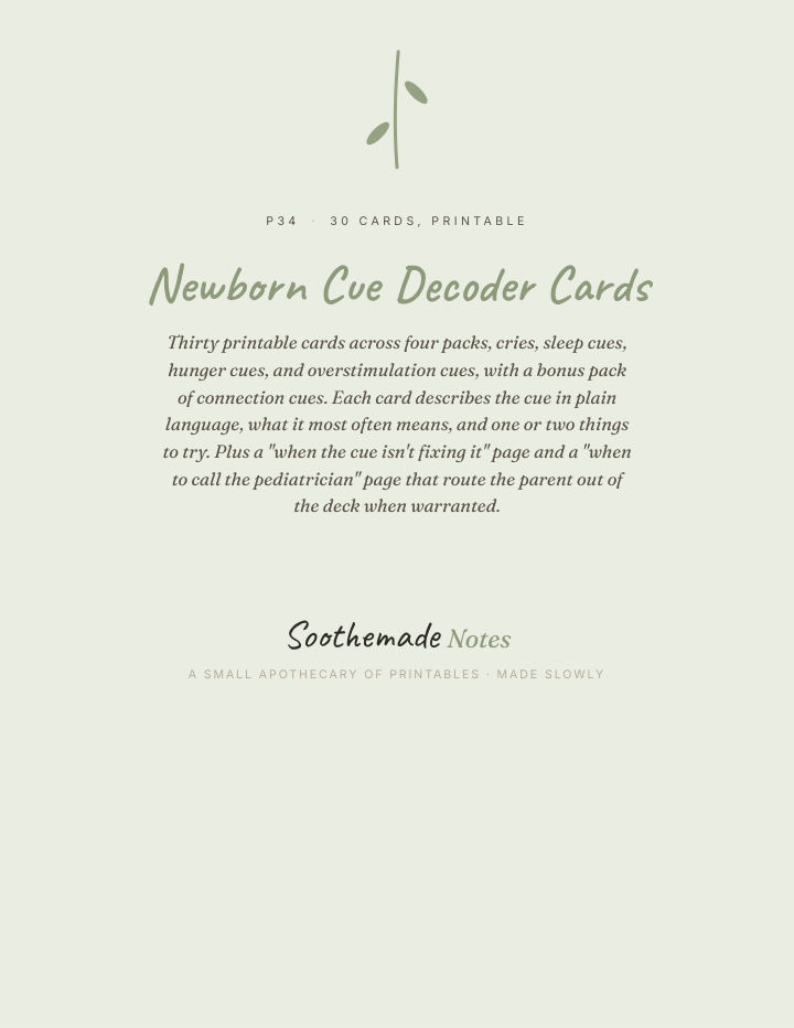 Page 1 of What Does My Baby's Cry Mean: Newborn Cue Cards for the First Six Weeks