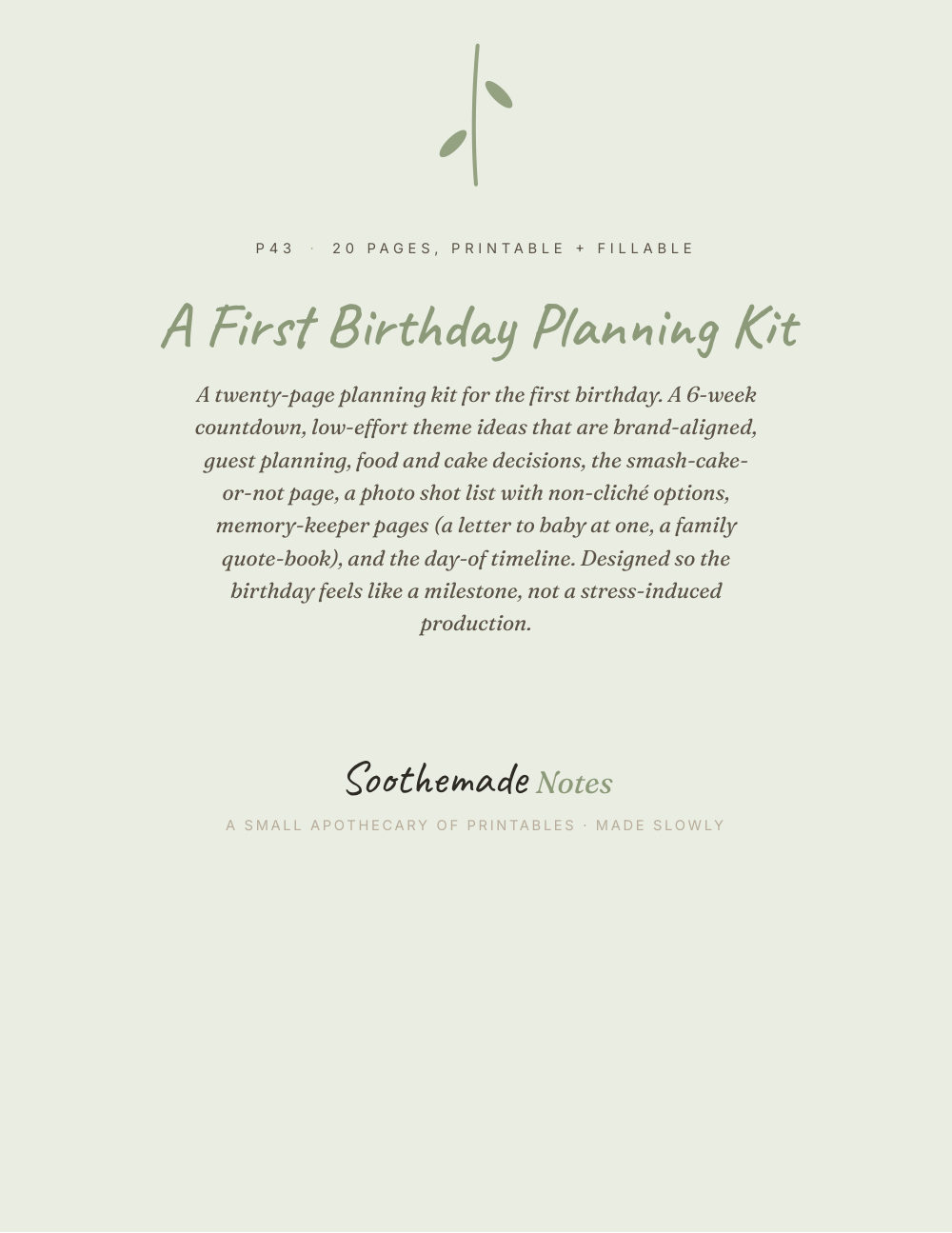 Cover page of First Birthday Party Planner: 1st Birthday Checklist, 6-Week Countdown + Keepsake. A day, not a wedding.