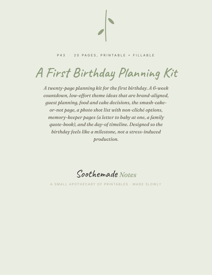 Page 1 of First Birthday Party Planner: 1st Birthday Checklist, 6-Week Countdown + Keepsake. A day, not a wedding.