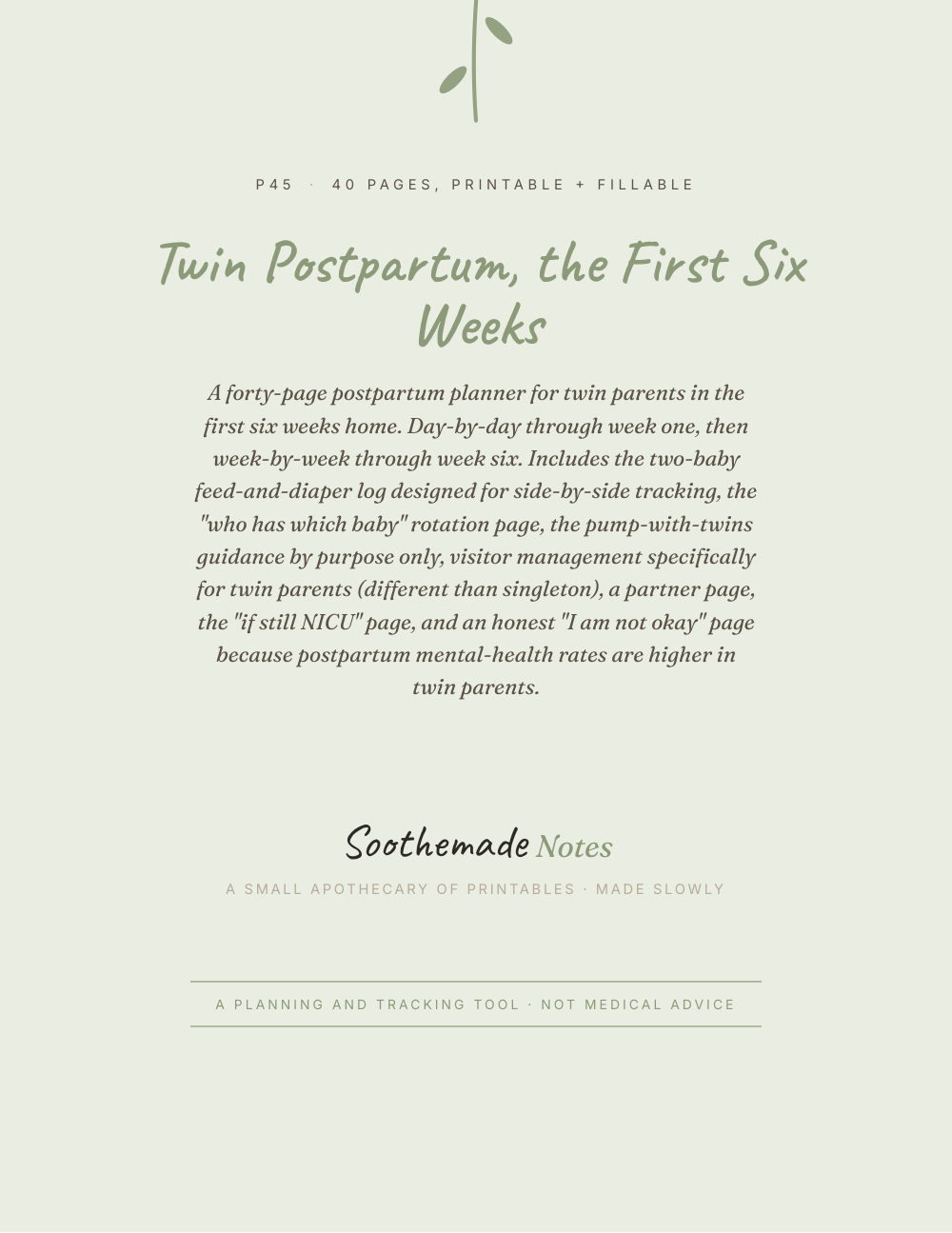 Cover page of Twin Newborn Planner and Feeding Log: The First Six Weeks Home With Two