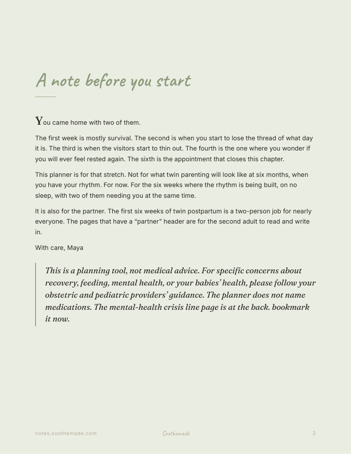 Page 2 of Twin Newborn Planner and Feeding Log: The First Six Weeks Home With Two