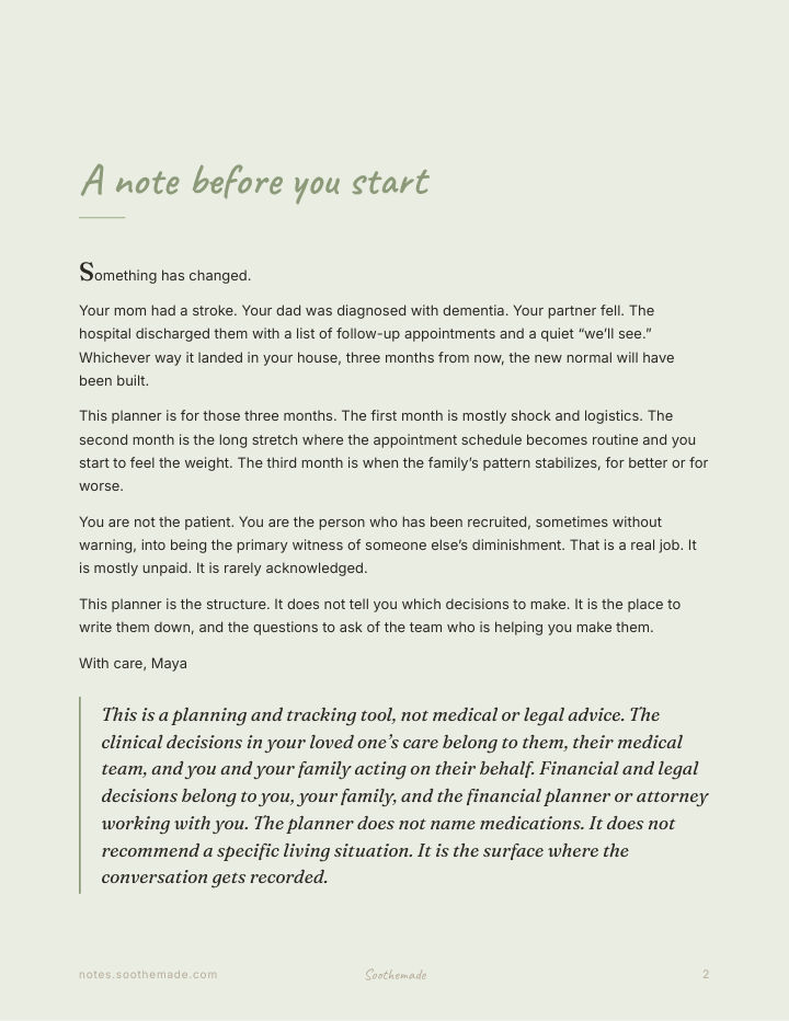 Page 2 of Caregiver Planner for Aging Parents: Eldercare, the First 90 Days