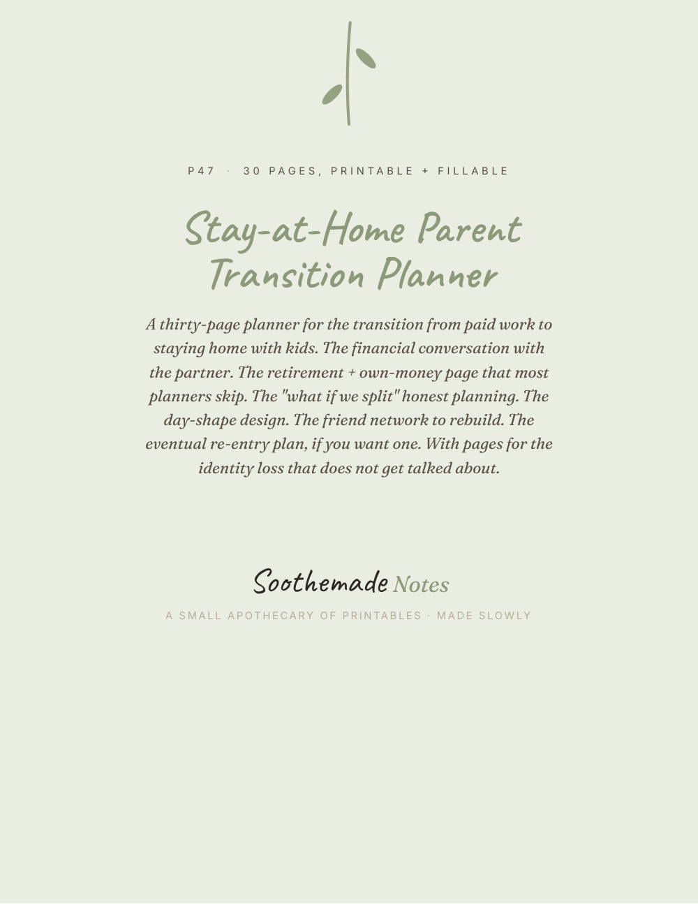 Cover page of Stay-at-Home Parent Planner: Money, Retirement, and Identity After You Leave Work