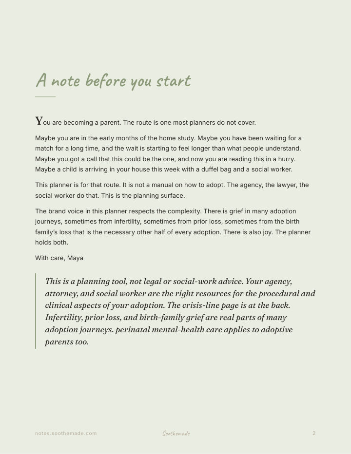 Page 2 of Adoption Planner and Home Study Organizer: For the Pregnancy That Does Not Show
