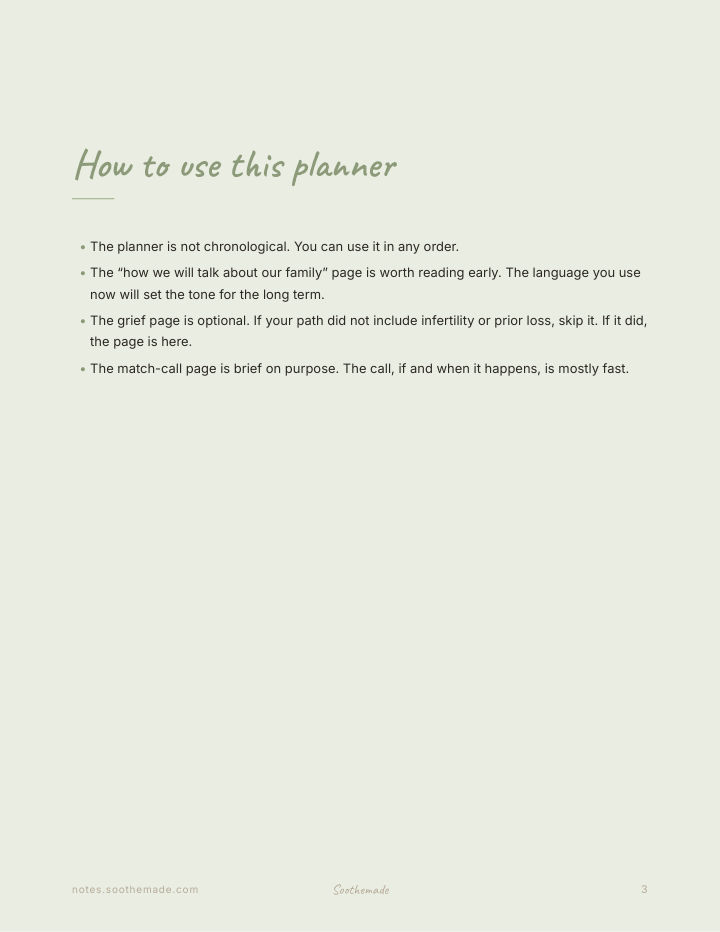 Page 3 of Adoption Planner and Home Study Organizer: For the Pregnancy That Does Not Show