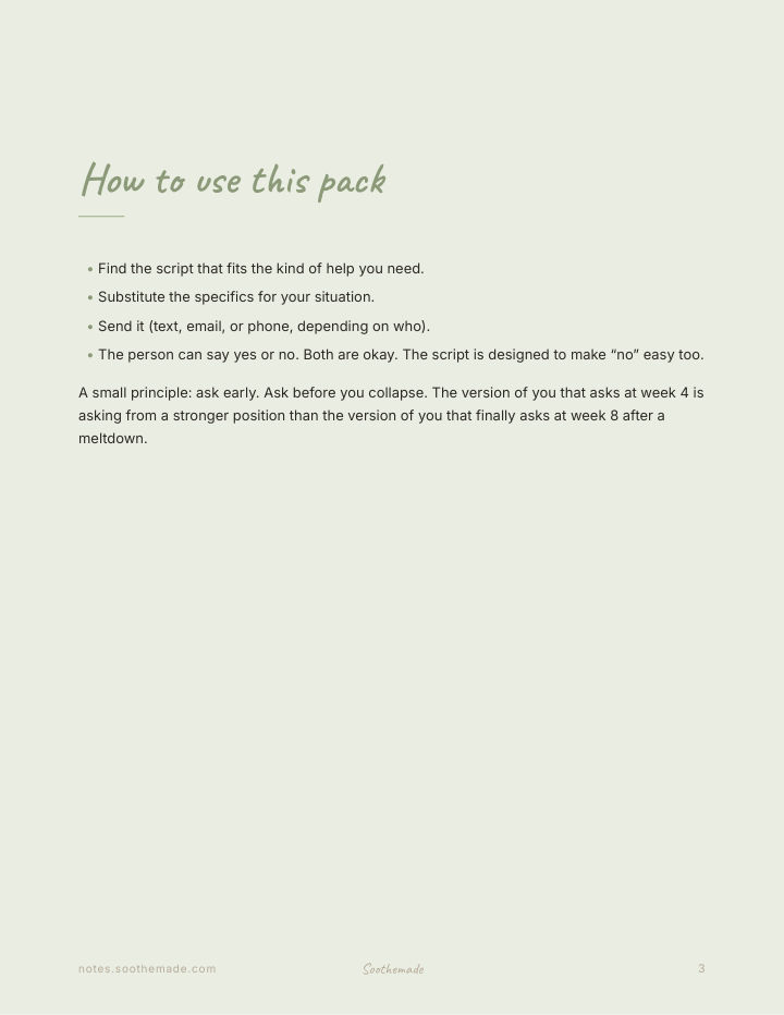 Page 3 of How to Ask for Help: 30 Scripts for Postpartum and Caregiving