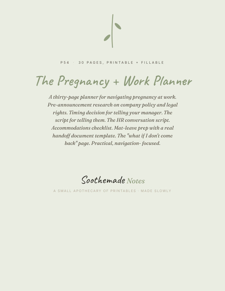 Page 1 of Maternity Leave Planner: Telling Your Boss, HR Scripts, Handoff Template. Pregnant at Work, Sorted.