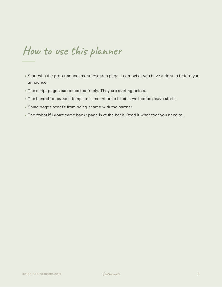 Page 3 of Maternity Leave Planner: Telling Your Boss, HR Scripts, Handoff Template. Pregnant at Work, Sorted.
